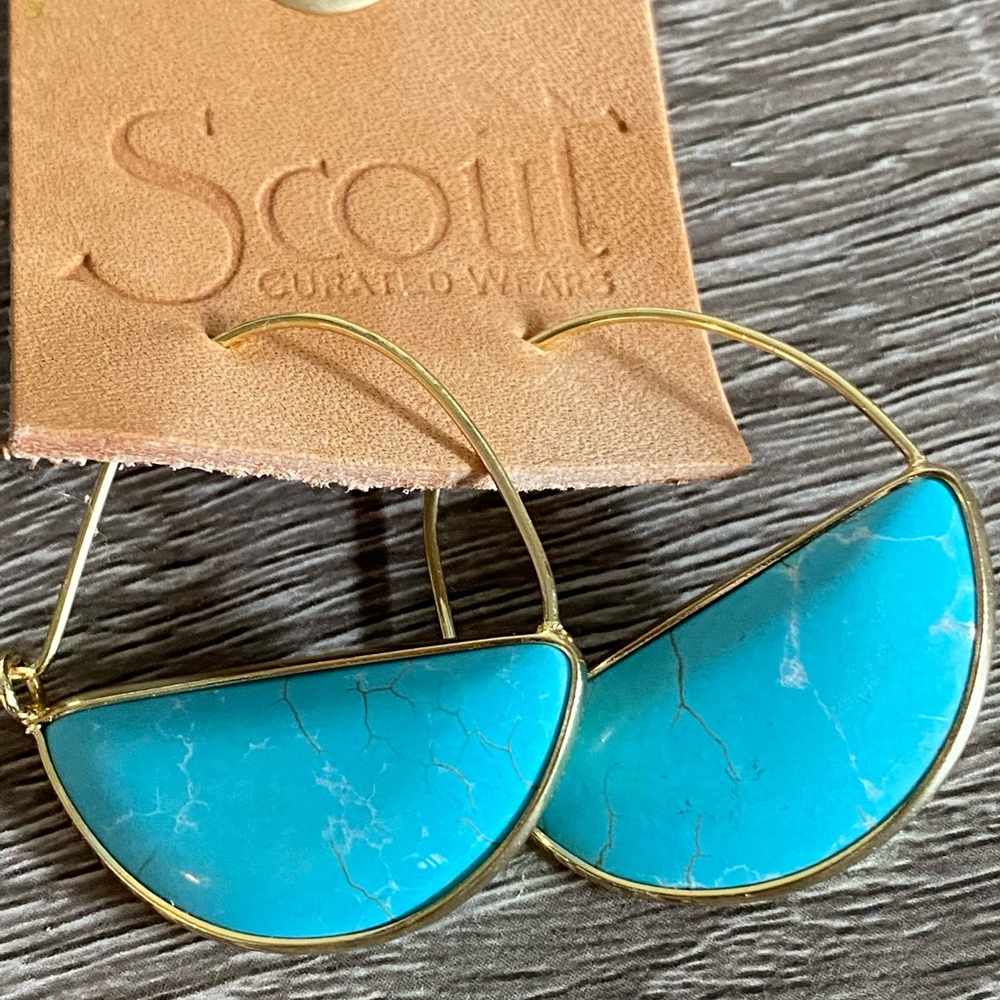 Turquoise half moon earrings